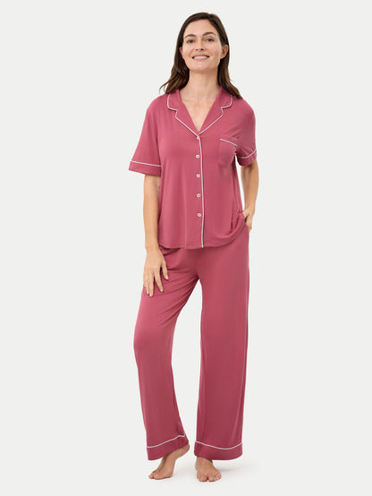 Short Sleeve Bamboo Pajama Set with Pants