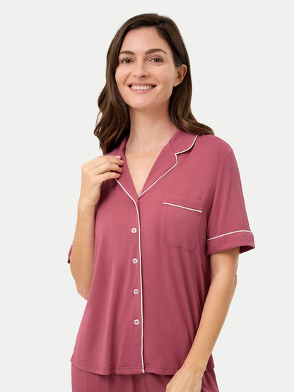 Short Sleeve Bamboo Pajama Set with Pants